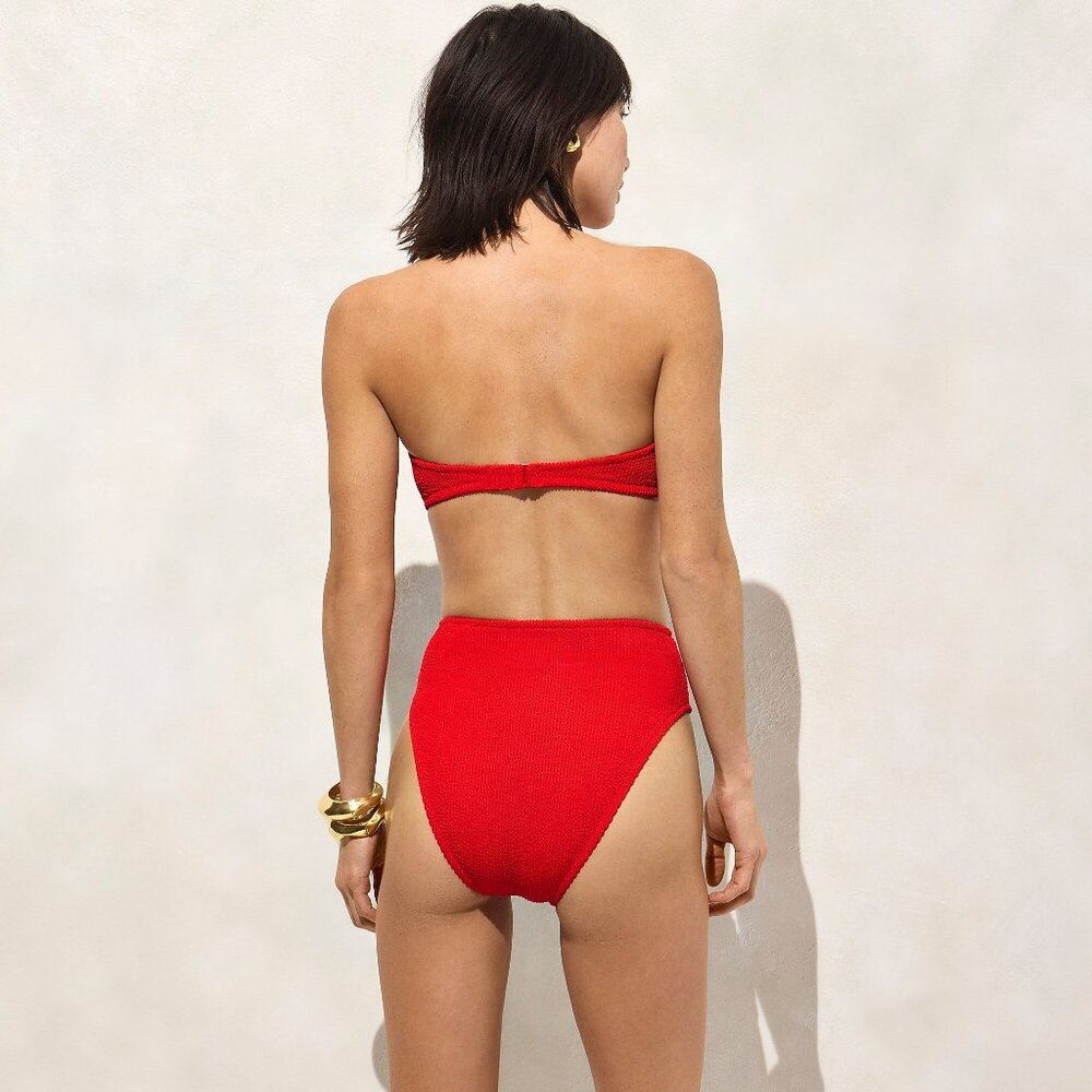 J. Crew Bandeau Scrunchie Bikini Top with O-ring in Red Arroyo - Picture 2 of 6